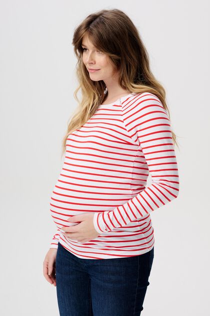 Pruhované těhotenské tričko ze směsi s bio bavlnou