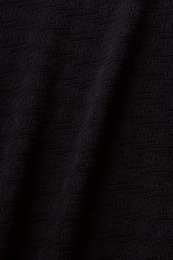 Pulovr s krátkým rukávem, z dírkované pleteniny, BLACK, detail image number 4