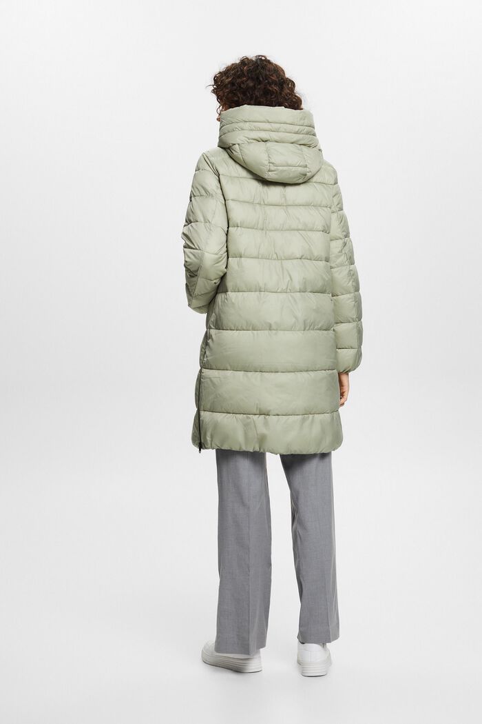 Z recyklovaného materiálu: péřový kabát s kapucí, DUSTY GREEN, detail image number 4