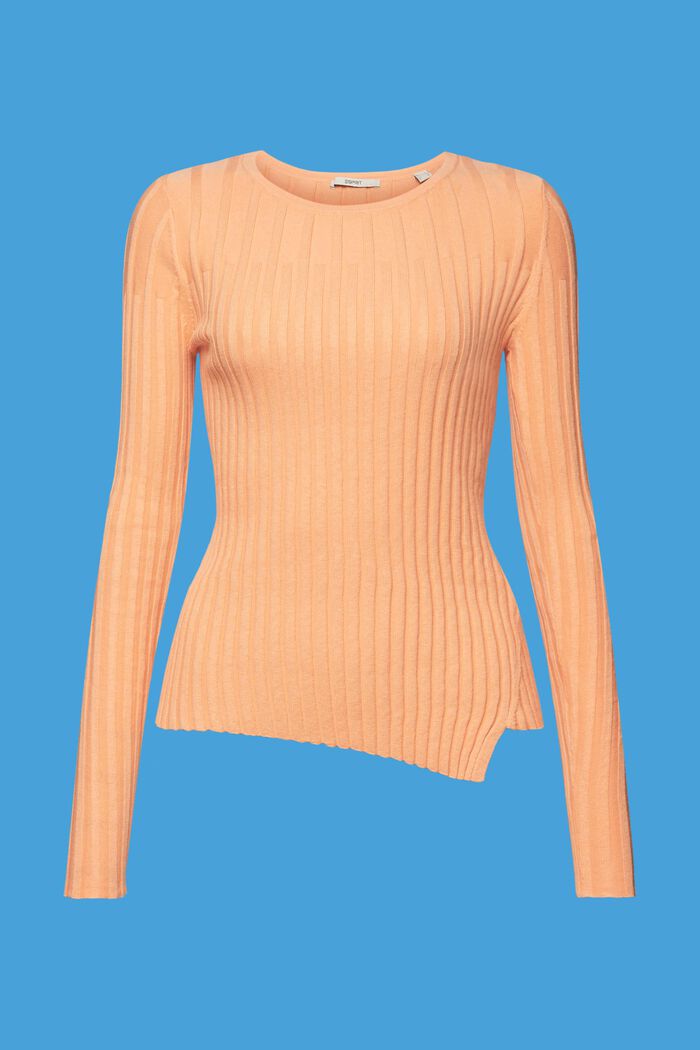 Asymetricky žebrovaný pulovr, směs s hedvábím, CORAL, detail image number 6