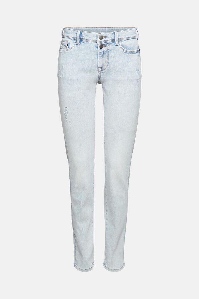 Strečové džíny s obnošeným vzhledem, BLUE LIGHT WASHED, detail image number 5