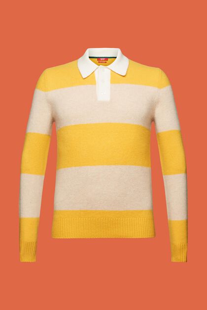 Kašmírový pulovr s polokošilovým límcem a ragbyovými proužky
