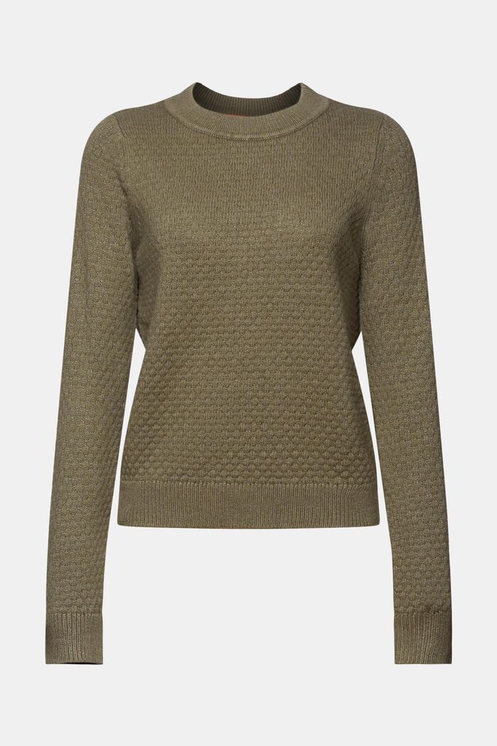 Texturovaný pletený pulovr, směs s bavlnou, KHAKI GREEN, detail image number 6