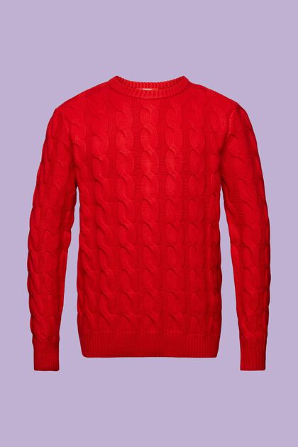 Vlněný pulovr z copánkové pleteniny