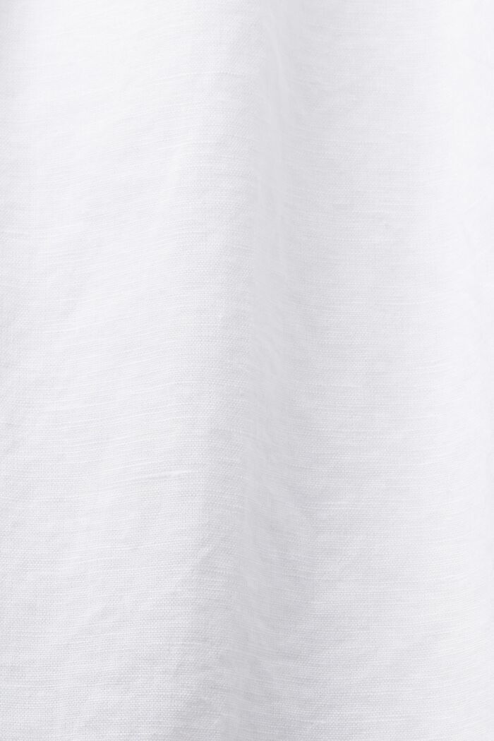 Nabíraná halenka bez rukávů, ze směsi lnu a bavlny, WHITE, detail image number 4