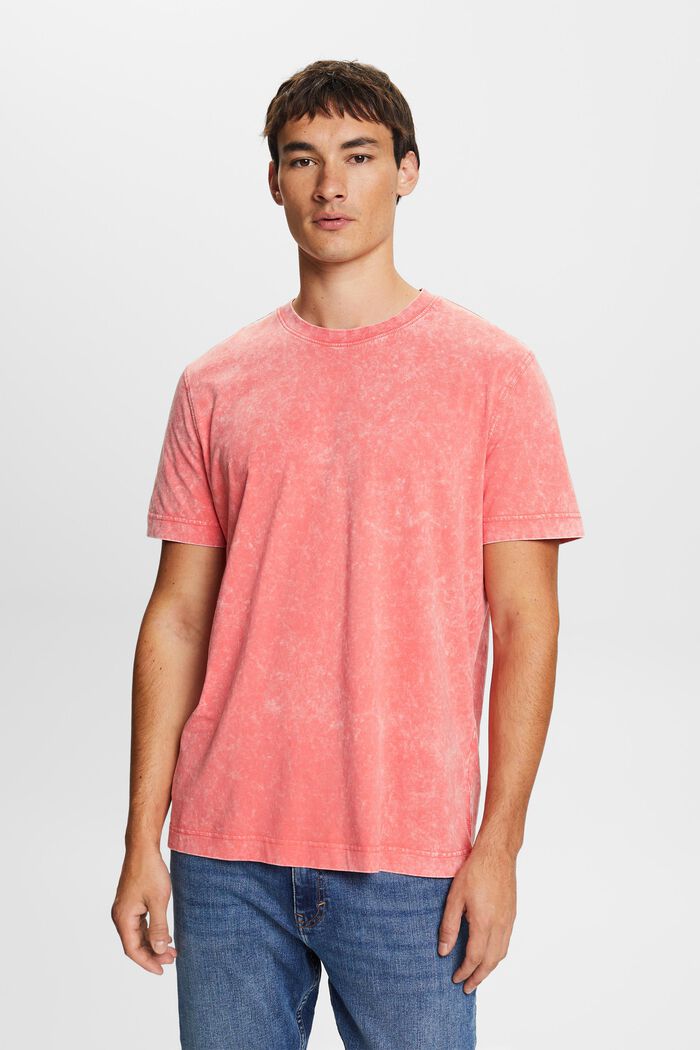 Tričko prané s pemzou, 100% bavlna, CORAL RED, detail image number 1