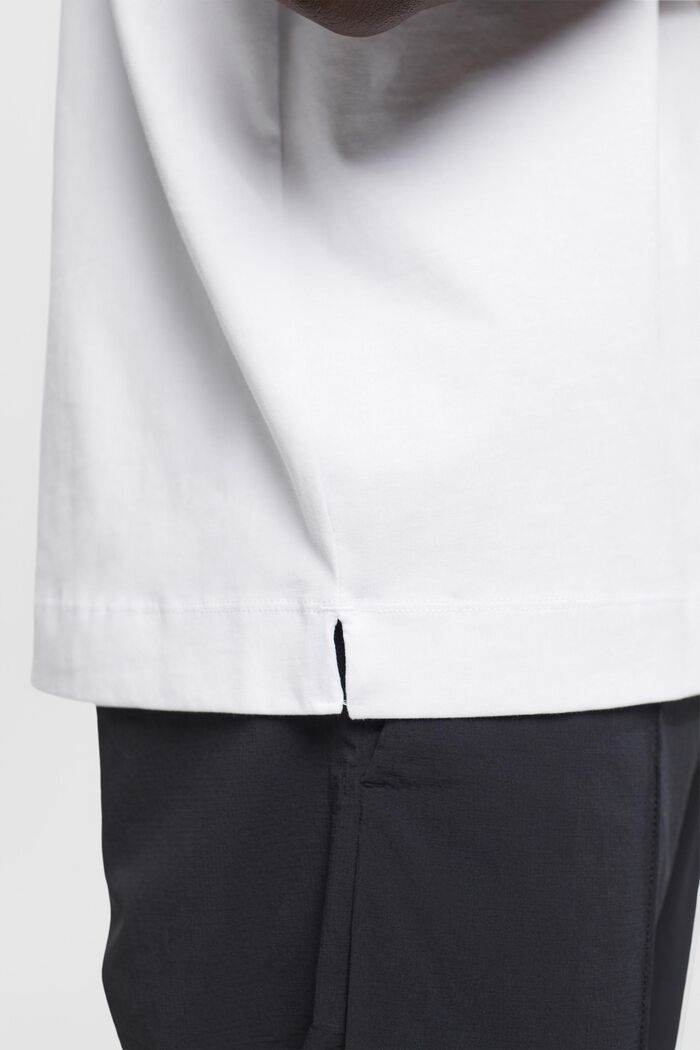 Bavlněné tričko s potiskem na hrudi, WHITE, detail image number 4