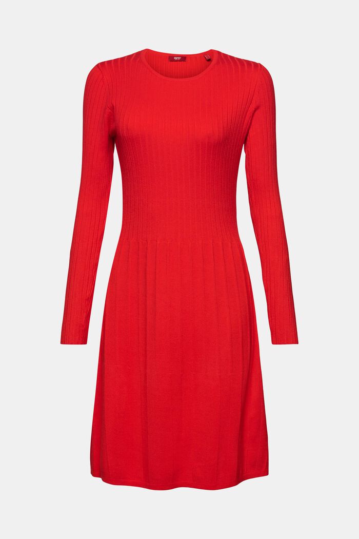 Plisované šaty z žebrovaného úpletu, RED, detail image number 7