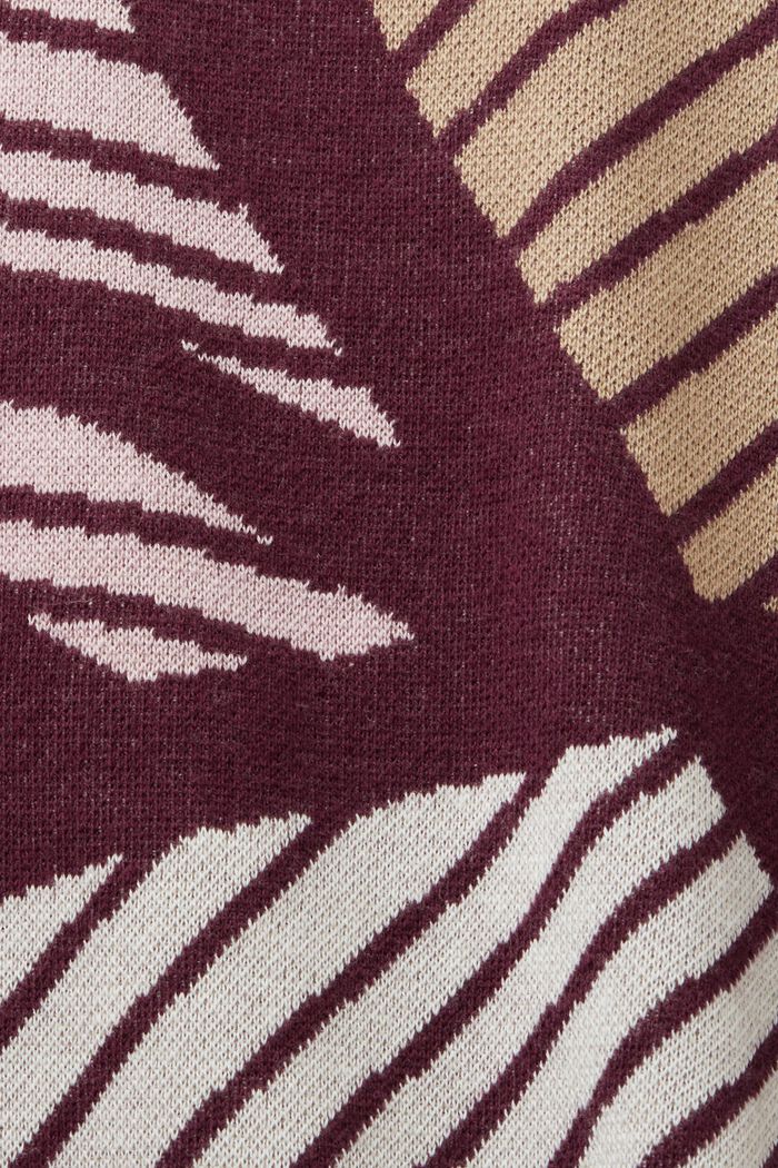 Žakárový pulovr s krátkým rukávem, bio bavlna, AUBERGINE, detail image number 5