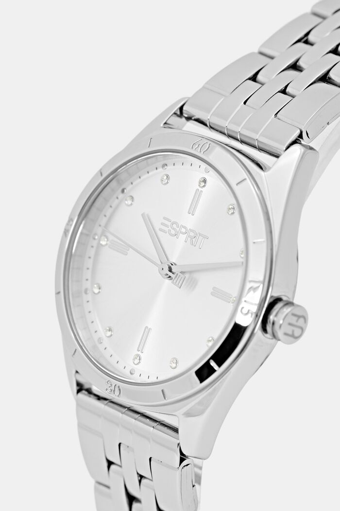 Nerezové hodinky s článkovým páskem a zirkony, SILVER, detail image number 1