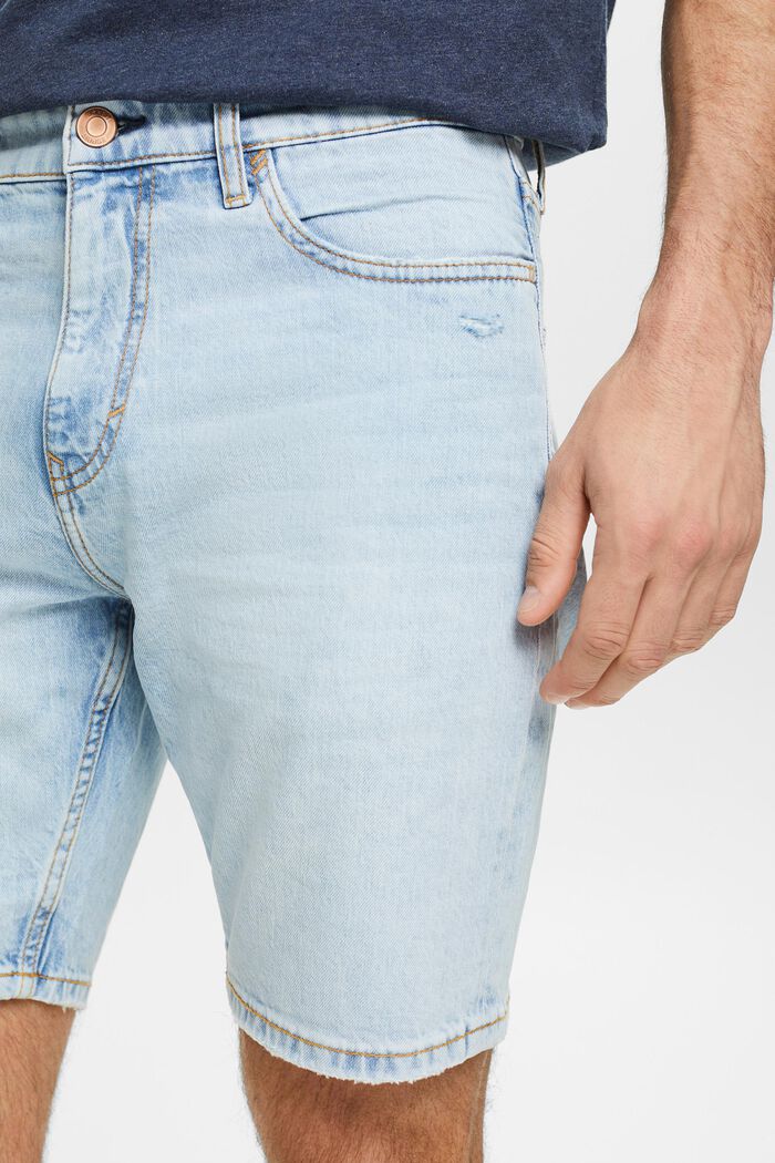 Džínové šortky Slim Fit se středně vysokým pasem, BLUE LIGHT WASHED, detail image number 4