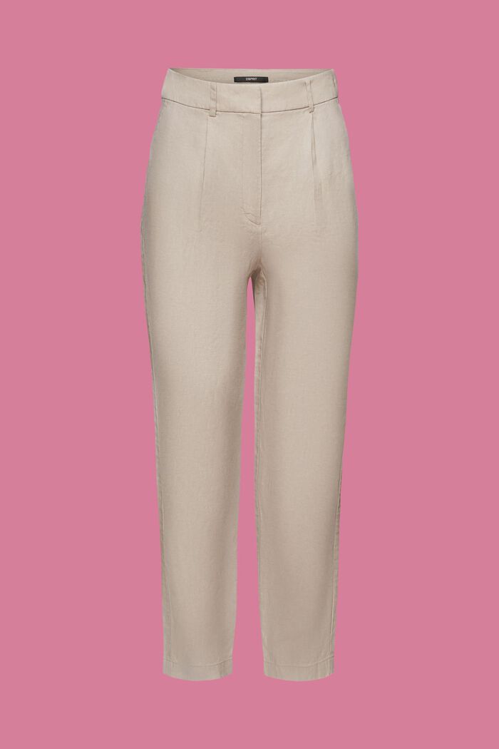 Zkrácené lněné kalhoty, LIGHT TAUPE, detail image number 6