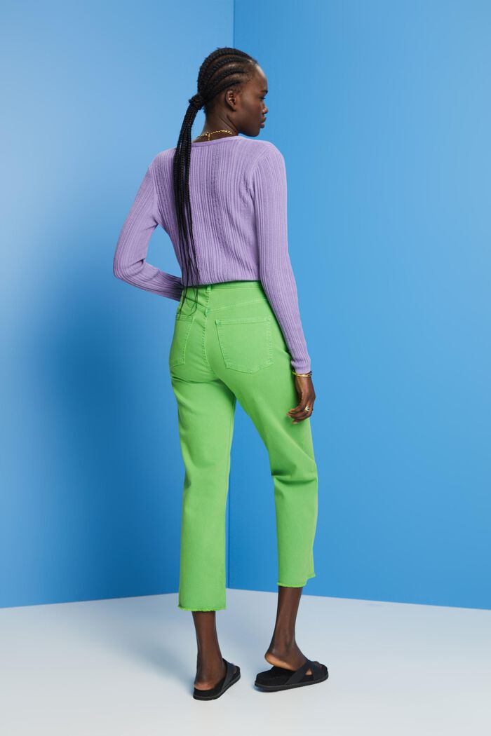 Kalhoty s rovnými nohavicemi a vysokým pasem, GREEN, detail image number 3