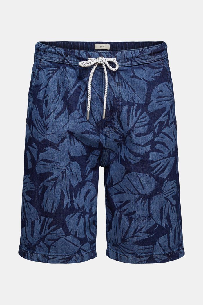 Džínové šortky s tropickým potiskem, BLUE MEDIUM WASHED, detail image number 6