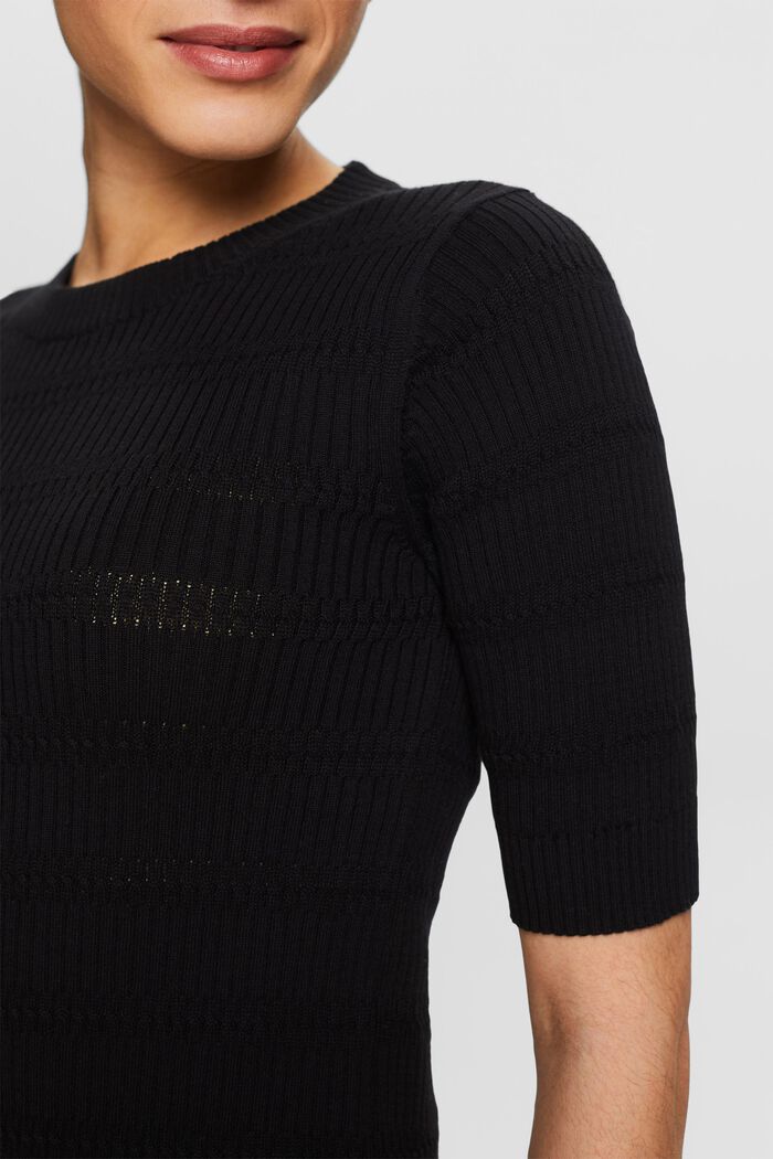 Pletený pulovr s krátkým rukávem, BLACK, detail image number 2