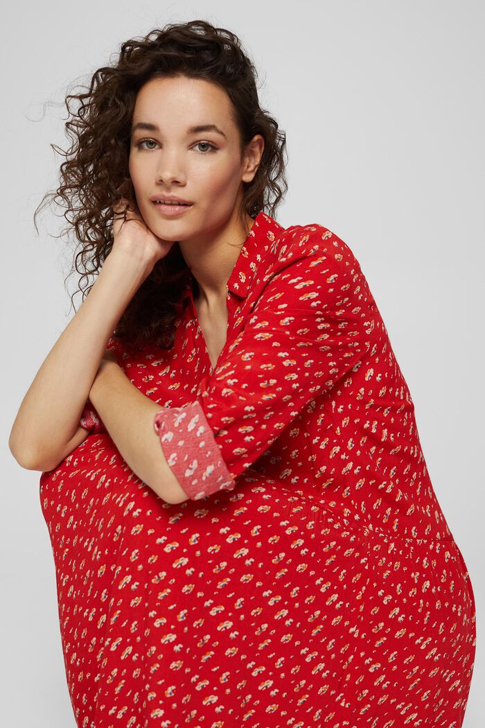 Květované midi šaty z materiálu LENZING™ ECOVERO™, RED, detail image number 5