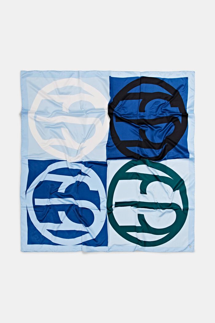 Šátek v saténovém vzhledu s monogramem, GREY BLUE, detail image number 2