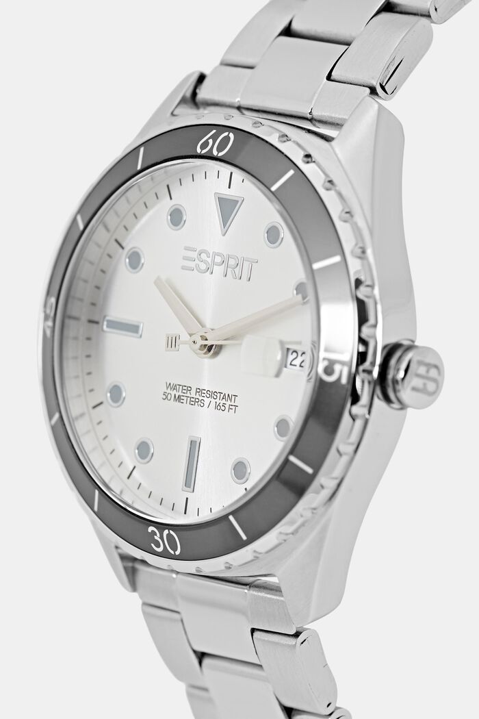 Nerezové hodinky s barevně kontrastní lunetou, SILVER, detail image number 1