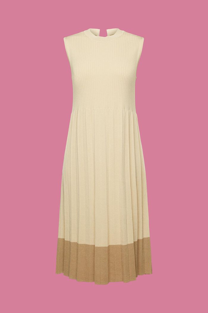 Plisované maxi šaty bez rukávů s malým kulatým výstřihem, LIGHT BEIGE, detail image number 6