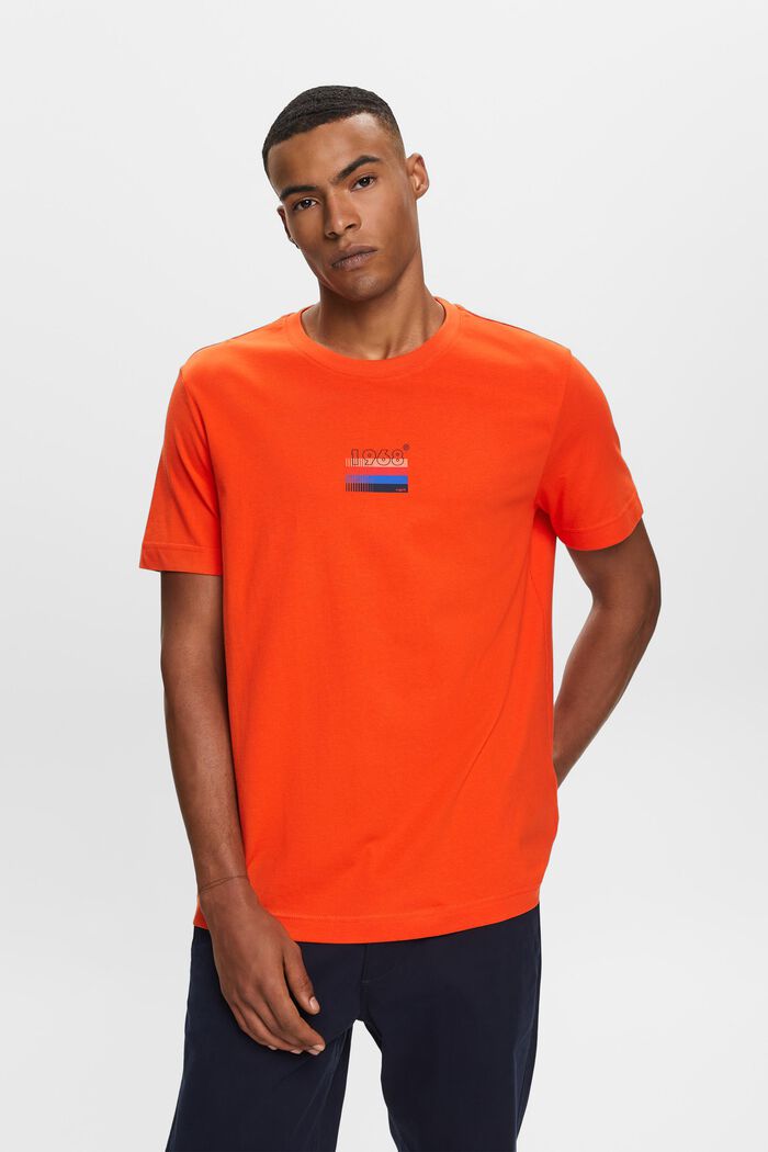 Žerzejové tričko s potiskem, 100 % bavlna, BRIGHT ORANGE, detail image number 0