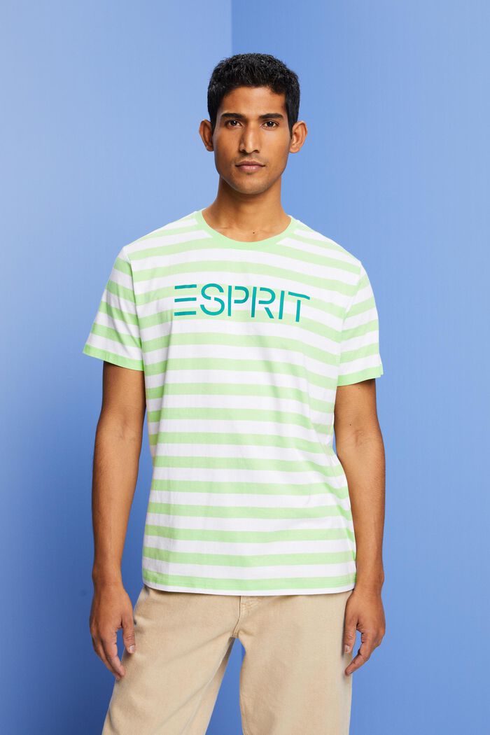 Pruhované bavlněné tričko, CITRUS GREEN, detail image number 0