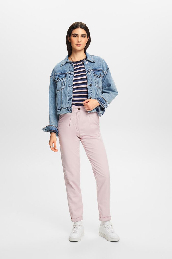 Kalhoty chino, se středně vysokým pasem, směs s bavlnou, OLD PINK, detail image number 1