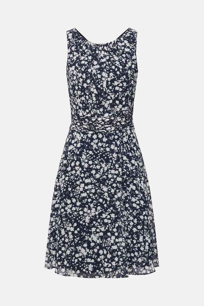 Z recyklovaného materiálu: šifonové šaty s nařaseným pasem, NEW NAVY, detail image number 2