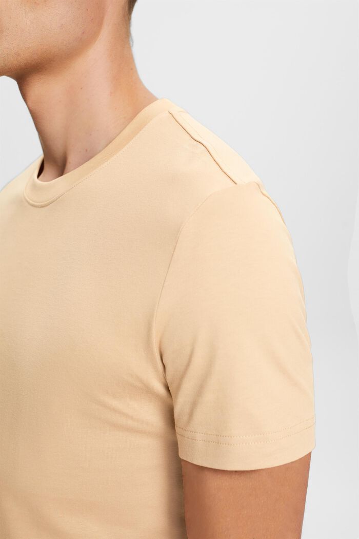 Tričko s kulatým výstřihem, z žerzeje z bavlny pima, BEIGE, detail image number 2