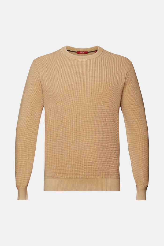 Basic pulovr s kulatým výstřihem, 100 % bavlna, BEIGE, detail image number 5