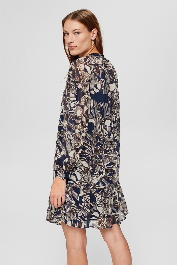 Z recyklovaného materiálu: šifonové šaty s potiskem, NAVY, detail image number 2