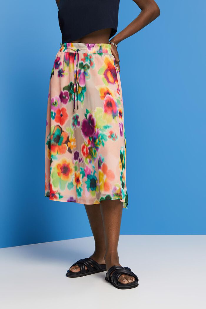 Midi sukně s barevným potiskem, CORAL, detail image number 0