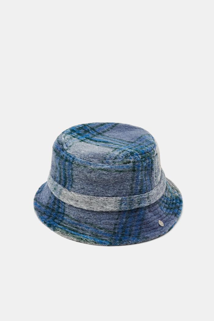 Počesaný kostkovaný klobouk bucket hat, NAVY, detail image number 0