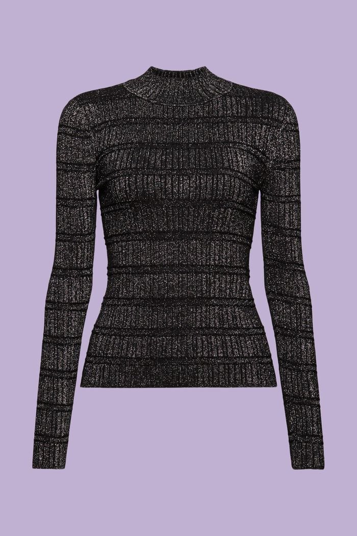 Třpytivý svetr s kulatým výstřihem, LENZING™ ECOVERO™, BLACK, detail image number 6