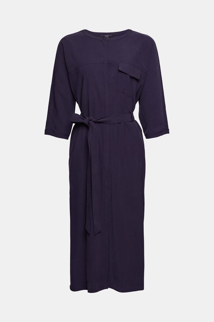 Midi šaty s knoflíkovou lištou, z vláken LENZING™ ECOVERO™, NAVY, detail image number 6