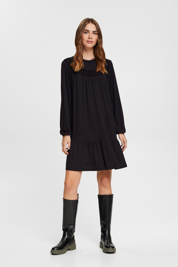 Pletené mini šaty, LENZING™ ECOVERO™, BLACK, detail image number 4
