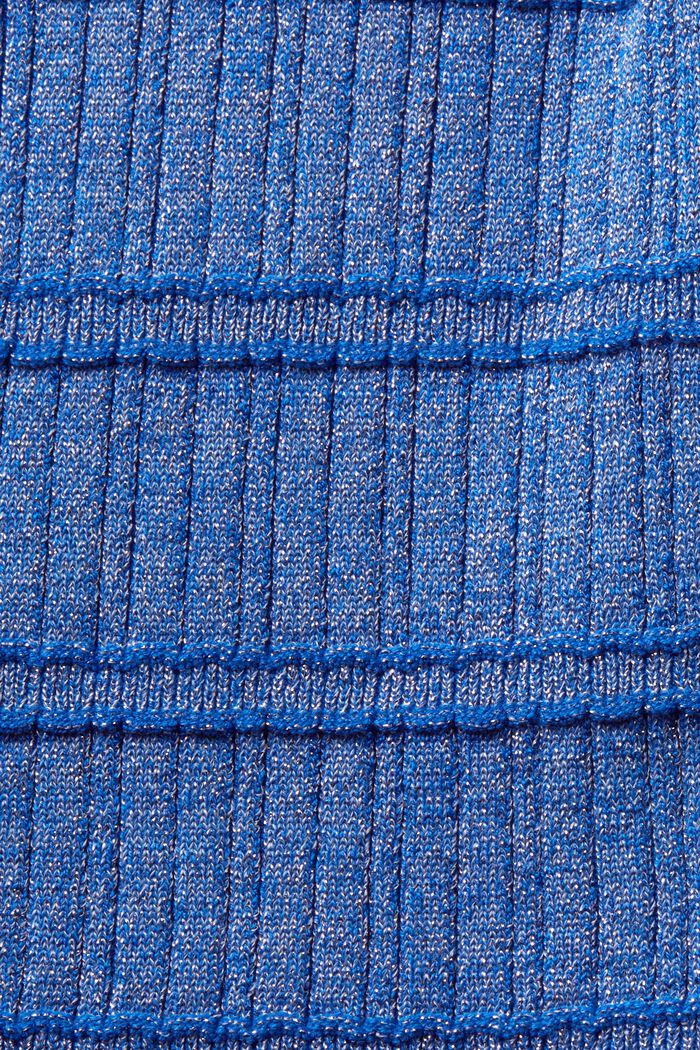 Pulovr bez rukávů, s nízkým rolákem, s přízí lamé, BRIGHT BLUE, detail image number 4