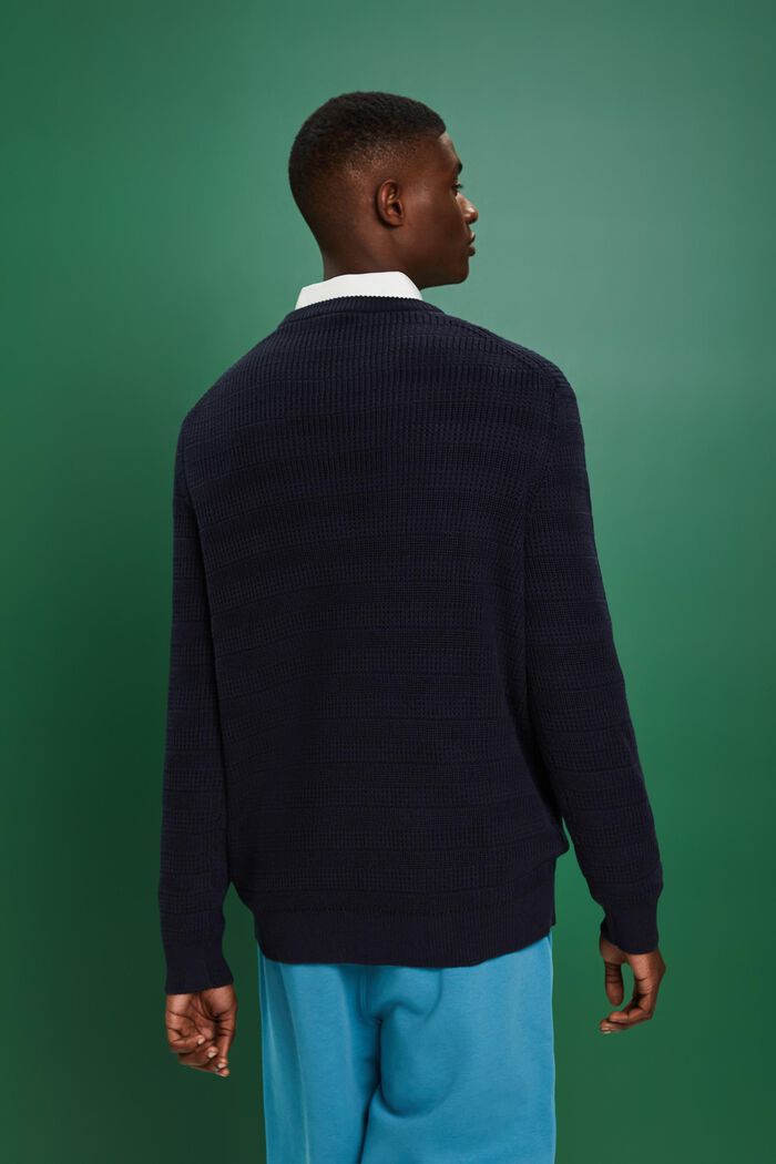 Strukturovaný pulovr s kulatým výstřihem, NAVY, detail image number 4