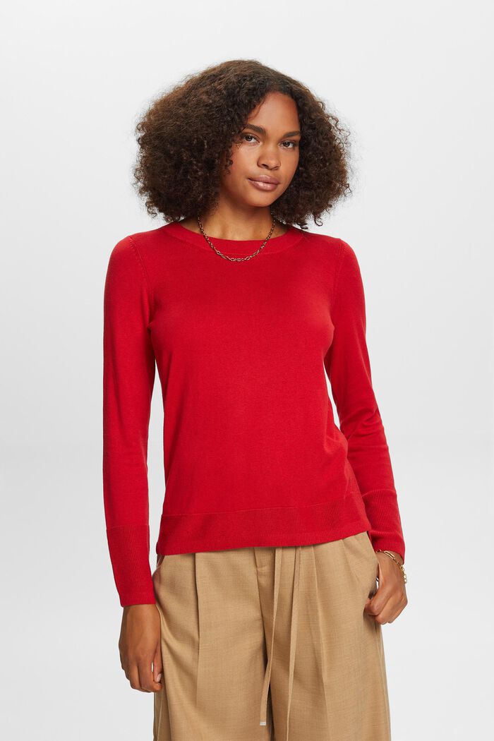 Jemně tkaný pulovr, DARK RED, detail image number 0