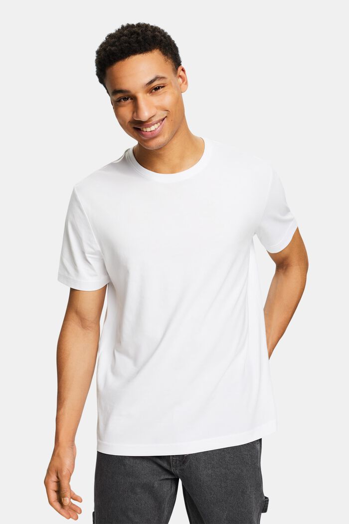 Tričko s kulatým výstřihem, žerzej z bavlny pima, WHITE, detail image number 0