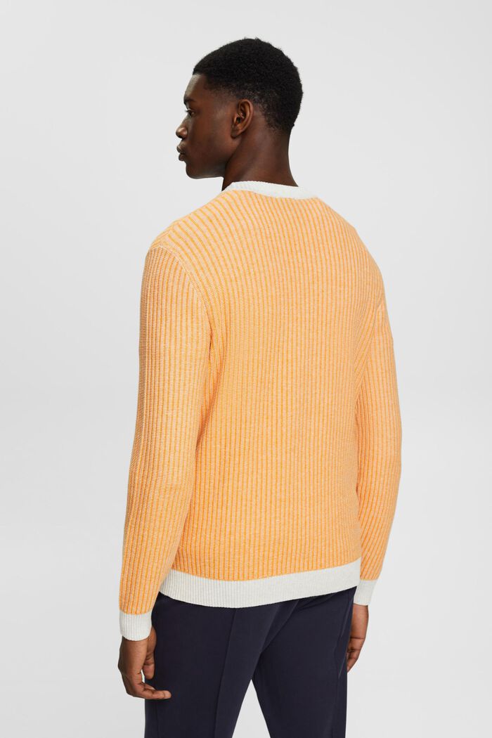 Dvoubarevný pulovr z žebrové pleteniny, LIGHT ORANGE, detail image number 3