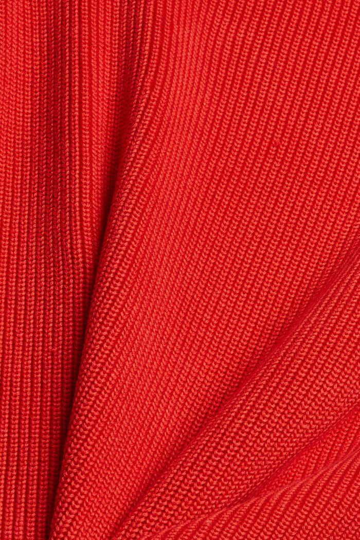 Pulovr z žebrované pleteniny, se zajímavým detailem na ramenou, ORANGE RED, detail image number 4