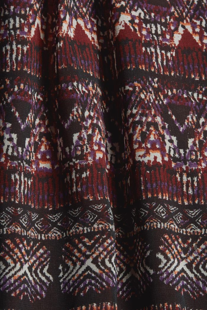 Z recyklovaného materiálu: šifonové šaty s etno potiskem, GARNET RED, detail image number 1