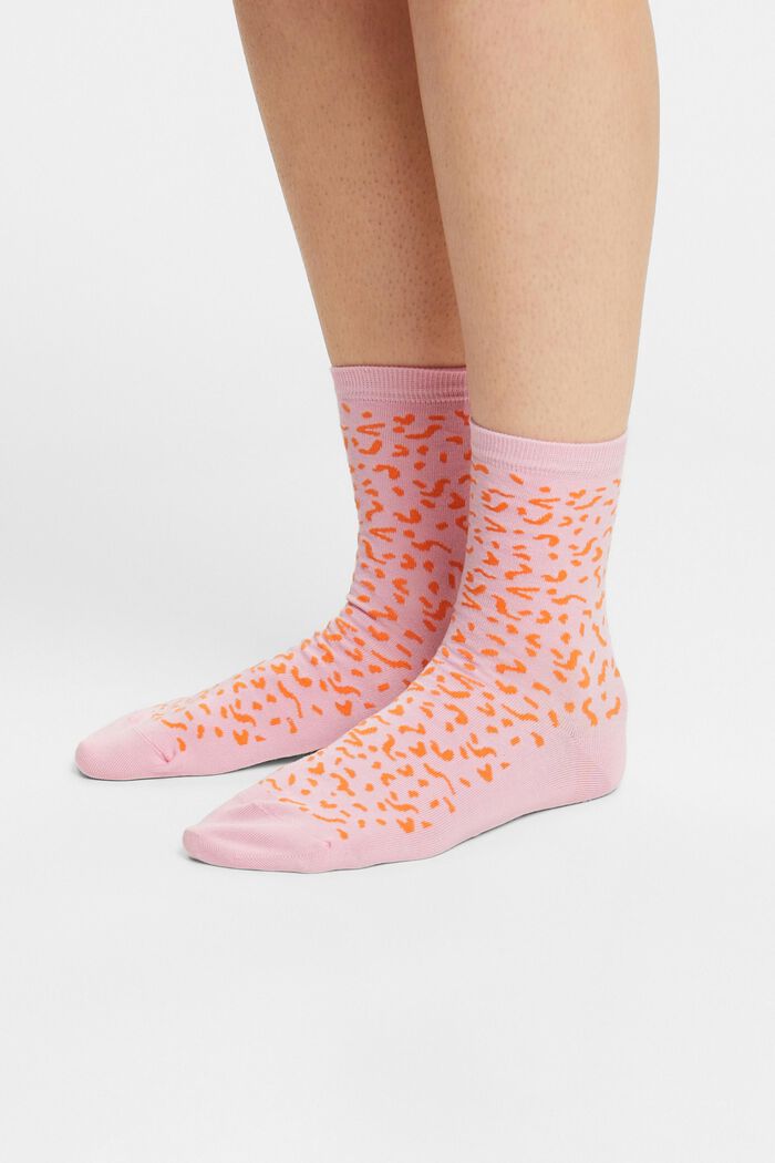 Bavlněné ponožky s potiskem, 2 páry v balení, ORANGE/LIGHT PINK, detail image number 1