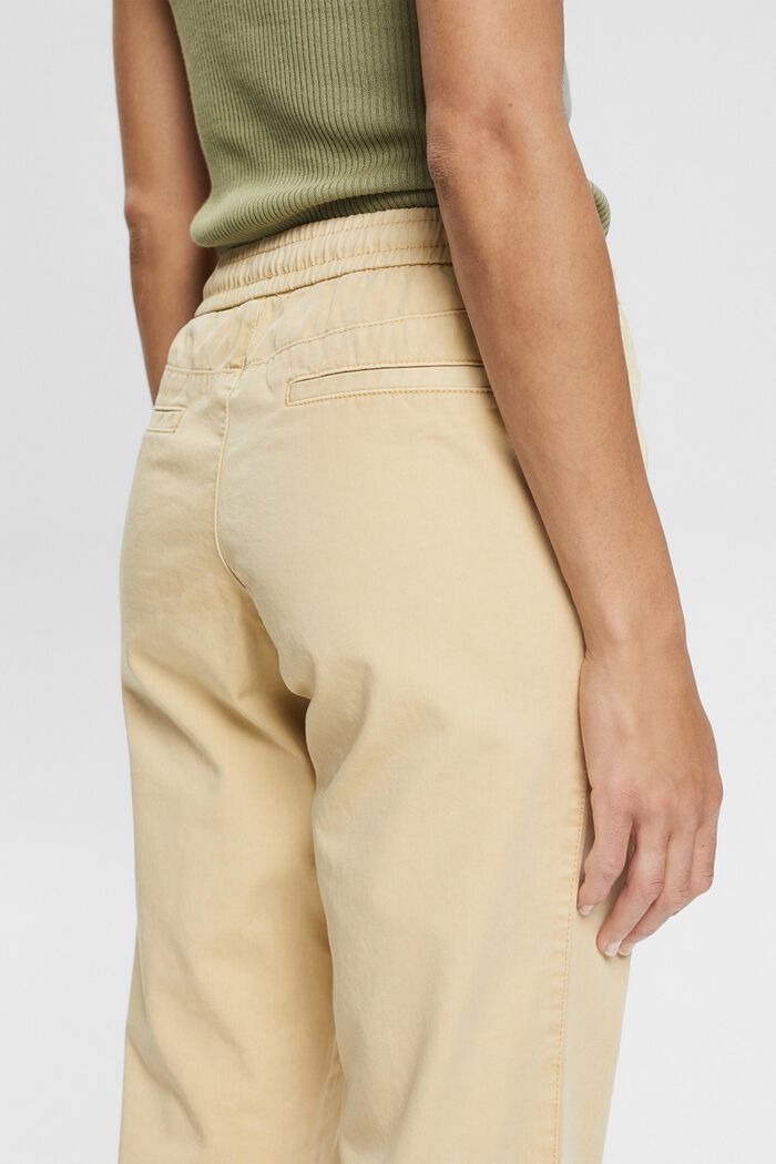 Kalhoty se stahovací šňůrkou v pase, z bavlna pima, SAND, detail image number 5