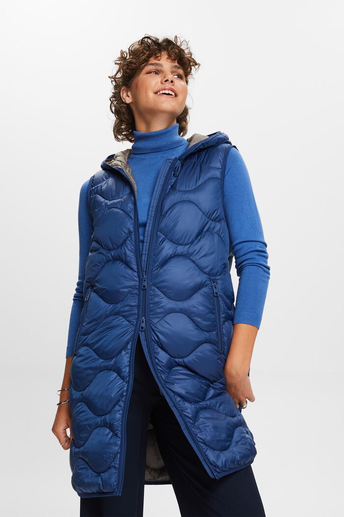 Z recyklovaného materiálu: prodloužená prošívaná vesta, GREY BLUE, detail image number 0