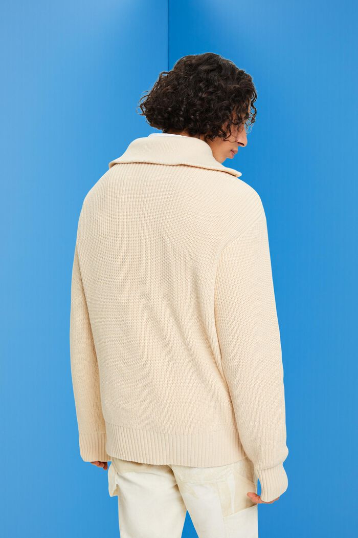 Pletený pulovr s polovičním zipem, LIGHT TAUPE, detail image number 3