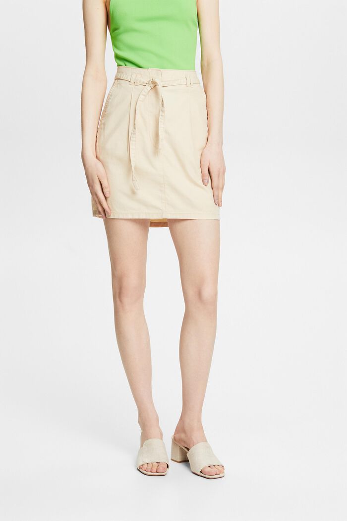 Chino mini sukně s páskem, CREAM BEIGE, detail image number 0