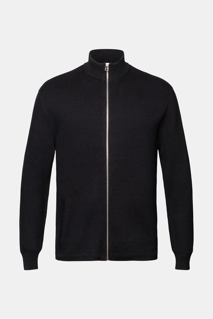 Kardigan na zip, 100 % bavlna, BLACK, detail image number 6