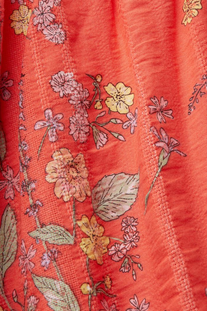 Bavlněné šaty ke kolenům, s květovaným potiskem, CORAL ORANGE, detail image number 5