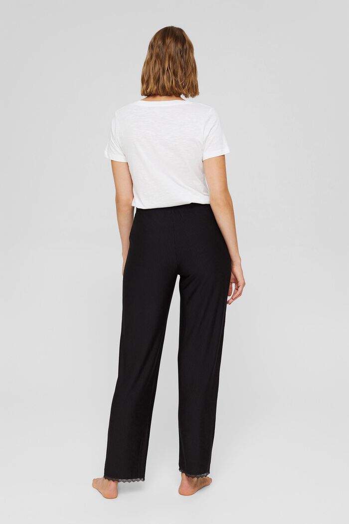 Pyžamové kalhoty s krajkou, LENZING™ ECOVERO™, BLACK, detail image number 3